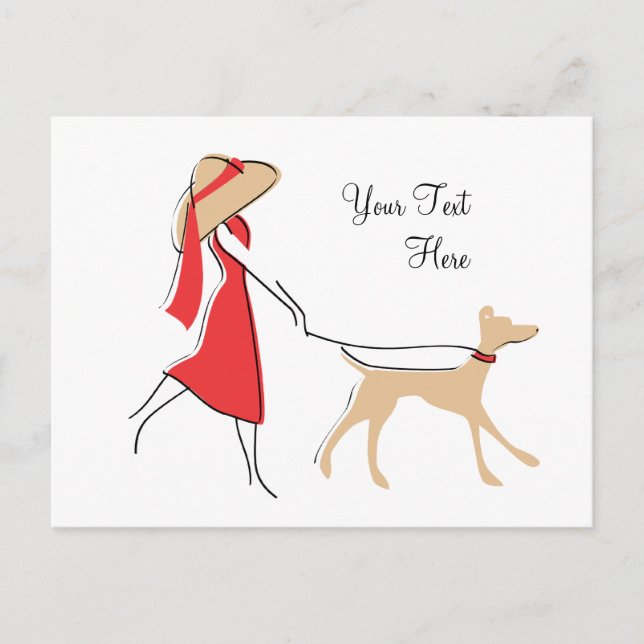 Snazzy Dog Walker Vykort (Framsida)