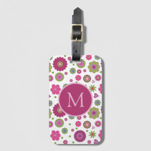 Snazzy Flower Mönster Monogram Bagagebricka