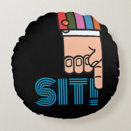 Snazzy Pointing Finger Round Pillow Rund Kudde