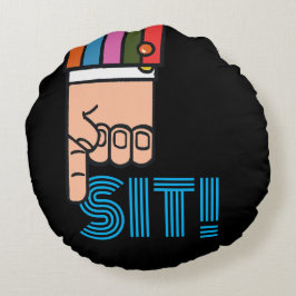 Snazzy Pointing Finger Round Pillow Rund Kudde