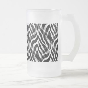 Snazzy svartvitt zebra rändertryck frostat ölglas