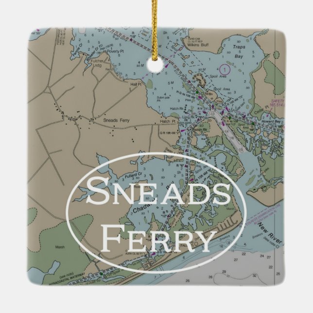 Sneads Ferry NC-diagram Julgransprydnad Keramik (Baksida)