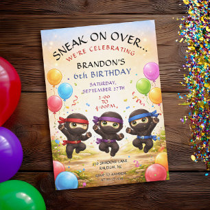 Sneak On Over Three Ninjas Söta Barns Födelsedag Inbjudningar