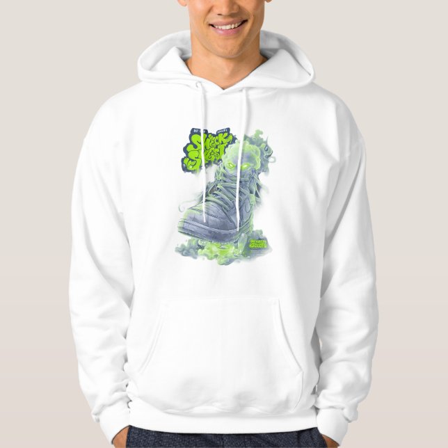Sneak Skest Ghost Shoe – Neon Green Streetwear Art Hoodie (Framsida)