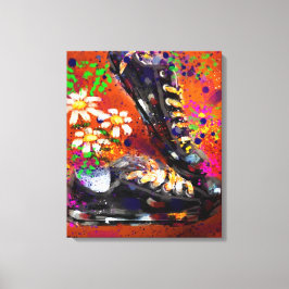 Sneakar och Daisy Vitaktig Orange Canvastryck