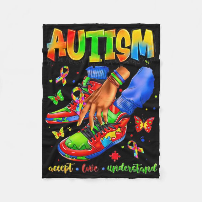 Sneaker Autism Accepterar Kärlek förstår Autism Me Fleecefilt (Framsidan)