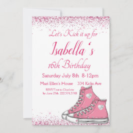 Sneaker Birthday, Glitter Sweet 16 Inbjudningar