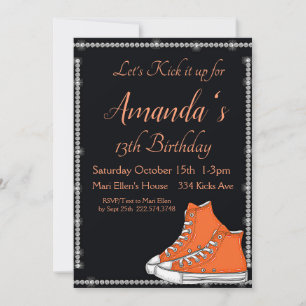 Sneaker Birthday, Orange Sneakers, Diamonds Inbjudningar