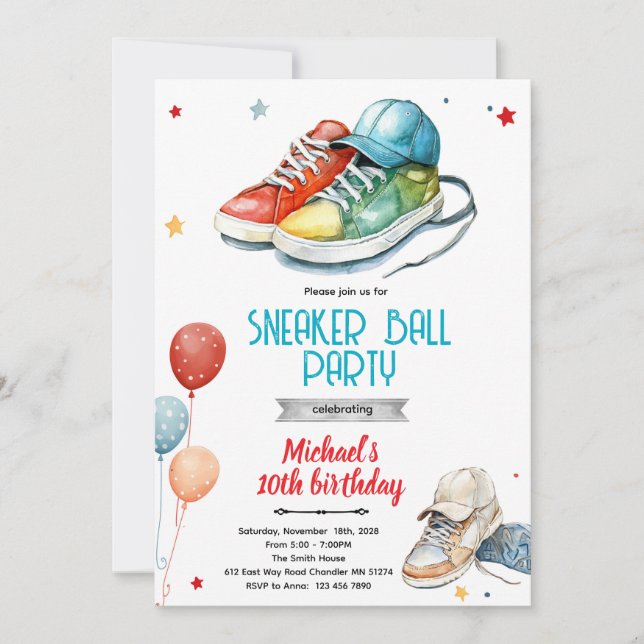 Sneaker Birthday Party invite Inbjudningar (Framsida)