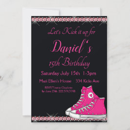 Sneaker Birthday, Rosa Bling Inbjudningar