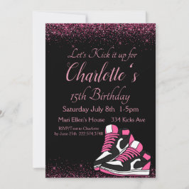 Sneaker Birthday, Rosa Glitter Inbjudningar