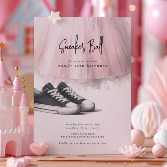 Sneaker Boll Birthday Inbjudningar (Skapare uppladdad)