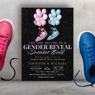 Sneaker Boll Gender Reveal Blue eller Rosa Inbjudningar