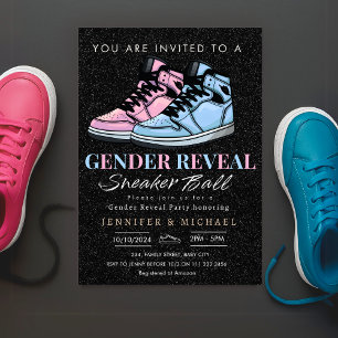 Sneaker Boll Gender Reveal Blue eller Rosa Inbjudningar