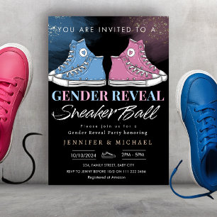 Sneaker Boll Gender Reveal Blue eller Rosa Inbjudningar