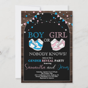 Sneaker Boll Gender Reveal Blue eller Rosa Sneaker Inbjudningar