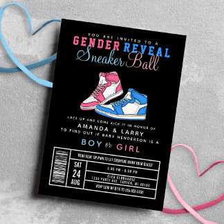 Sneaker Boll Gender Reveal Blue eller Rosa Sneaker Inbjudningar