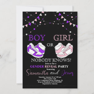 Sneaker Boll Gender Reveal Lila eller Rosa Sneaker Inbjudningar
