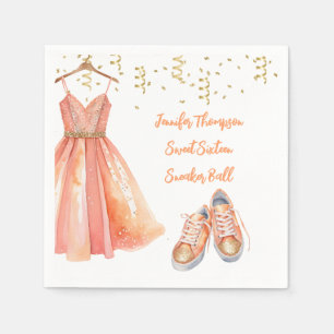 Sneaker Boll Sweet 16 Peach & Guld Glitter Pappersservett