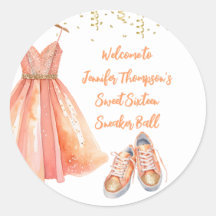 Sneakerbal Sweet 16 Peach & Guldglitter