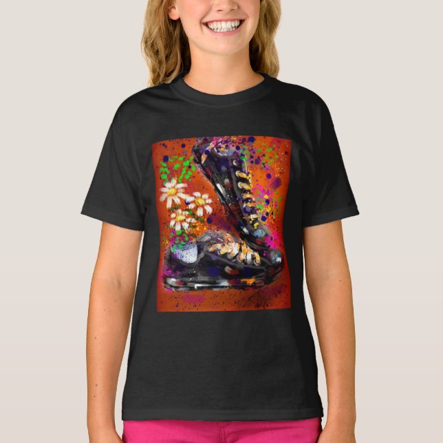 Sneakers and Daisys Impressionistic Orange Magnet T Shirt (Framsida)