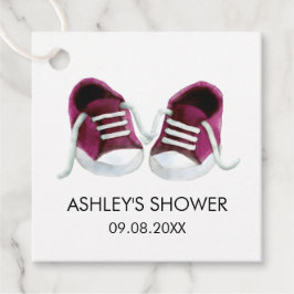 Sneakers Baby Shower Gift-Märkre, Rosa Baby Shoes Gåvor Etiketter
