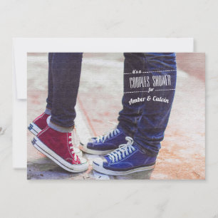 Sneakers och Blå Jeans Par Bröllopsdusch Inbjudan