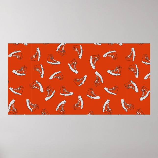 Sneakers sömlösa mönster på röd bakgrund poster (Framsidan)