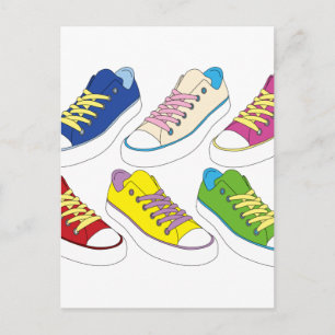 Sneakers teckning, färglösa skor vykort