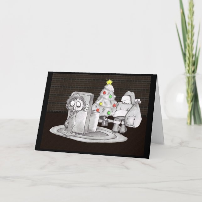 Sneakin upp på Santa Helgkort (Framsida)