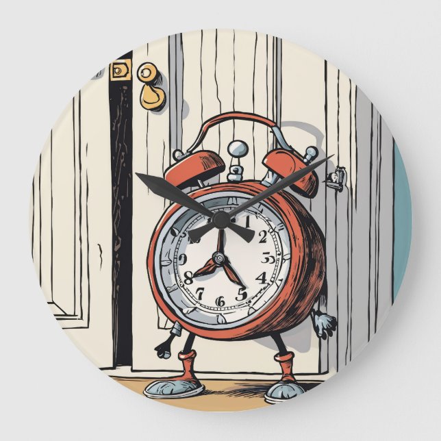 Sneaky Alarm Clock - Whimsical Doorway Stor Klocka (Framsida)