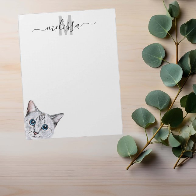 Sneaky Cat 2 Anteckningsblocket Watercolor Monogra Anteckningsblock (Skapare uppladdad)