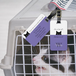 Sneaky Cat, där är vi Periwinkle Pet Carrier Märkr Bagagebricka
