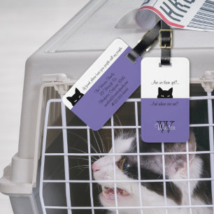 Sneaky Cat, där är vi Periwinkle Pet Carrier Märkr Bagagebricka