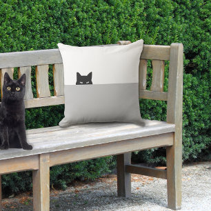 Sneaky Cat Fyrkantig Grå Kudde