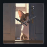 Sneaky cat  fyrkantig klocka<br><div class="desc">Add a cattish touch to your wall</div>