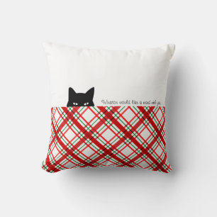 Sneaky Cat Madras-rutig randig Kudde