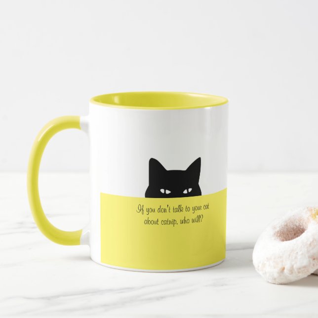 Sneaky Cat Prata med din katt-mugg gul Mugg (Med munk)