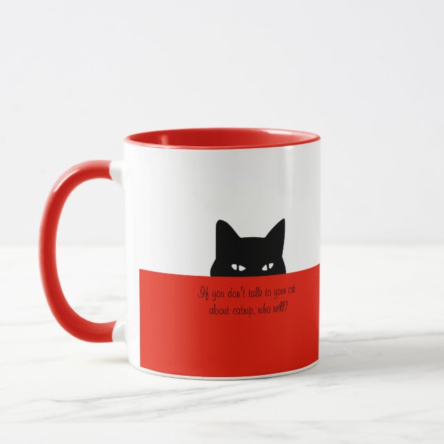 Sneaky Cat Prata med din katt-mugg Röd Mugg (Vänster)