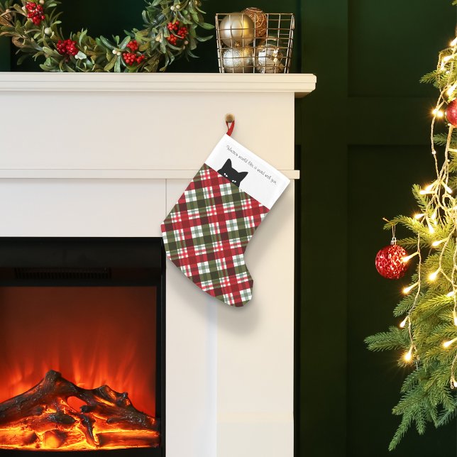 Sneaky Cat Royal Stewart-rutig pläd Liten Julstrumpa (Skapare uppladdad)