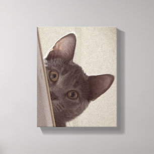 "Sneaky Cat" Skriv ut på den sparkade arbetsytan Canvastryck