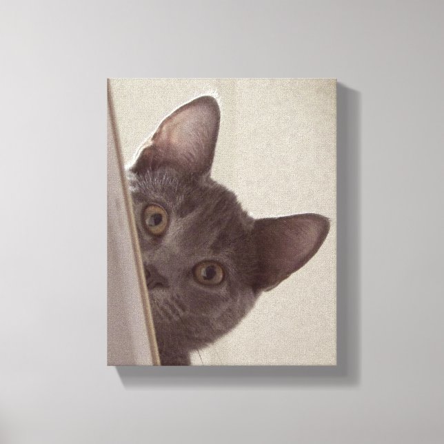 "Sneaky Cat" Skriv ut på den sparkade arbetsytan Canvastryck (Framsida)