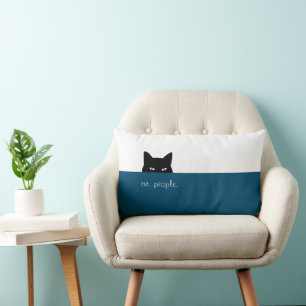 Sneaky Cat Uschyssta Människor Foto Djupblå Kuddva Lumbarkudde