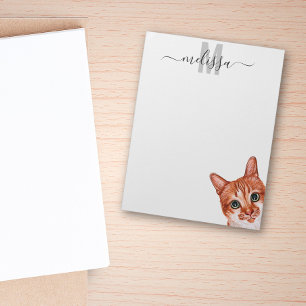 Sneaky Cat Vattenfärg Monogram Namn Anteckningsblock