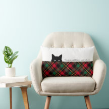 Sneaky Cat Wallace Red Play Lumbar Pillow