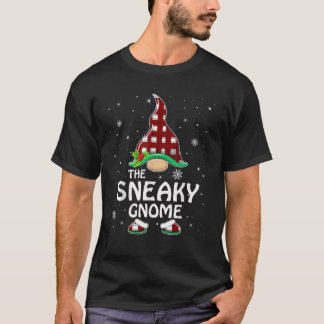 Sneaky Gnome Buffalo Plaid Matching Family Christm T Shirt