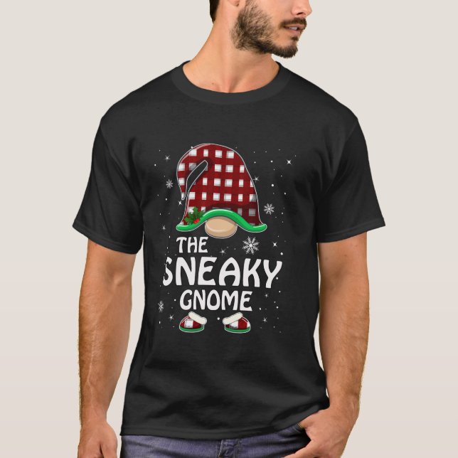 Sneaky Gnome Buffalo Red Plaid Matching Family Chr T Shirt (Framsida)