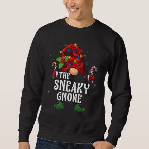 Sneaky Gnome Buffalo-rutig Matchande Familj Jul Lång Ärmad Tröja