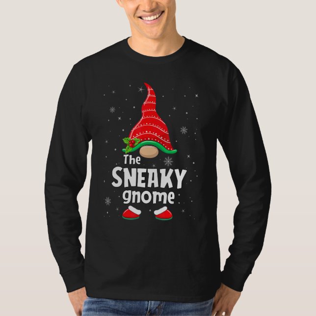 Sneaky Gnome Matching Family Group Christmas Party T Shirt (Framsida)
