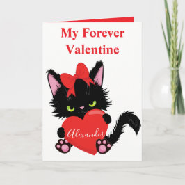 Sneaky Kitten White och Red Valentine Heart Helgkort
